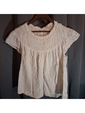 Indigo Rose Women's 2X White Short Sleeve Smocked Blouse